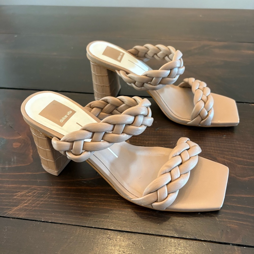 Dolce Vita Beige Braided Heeled Sandals